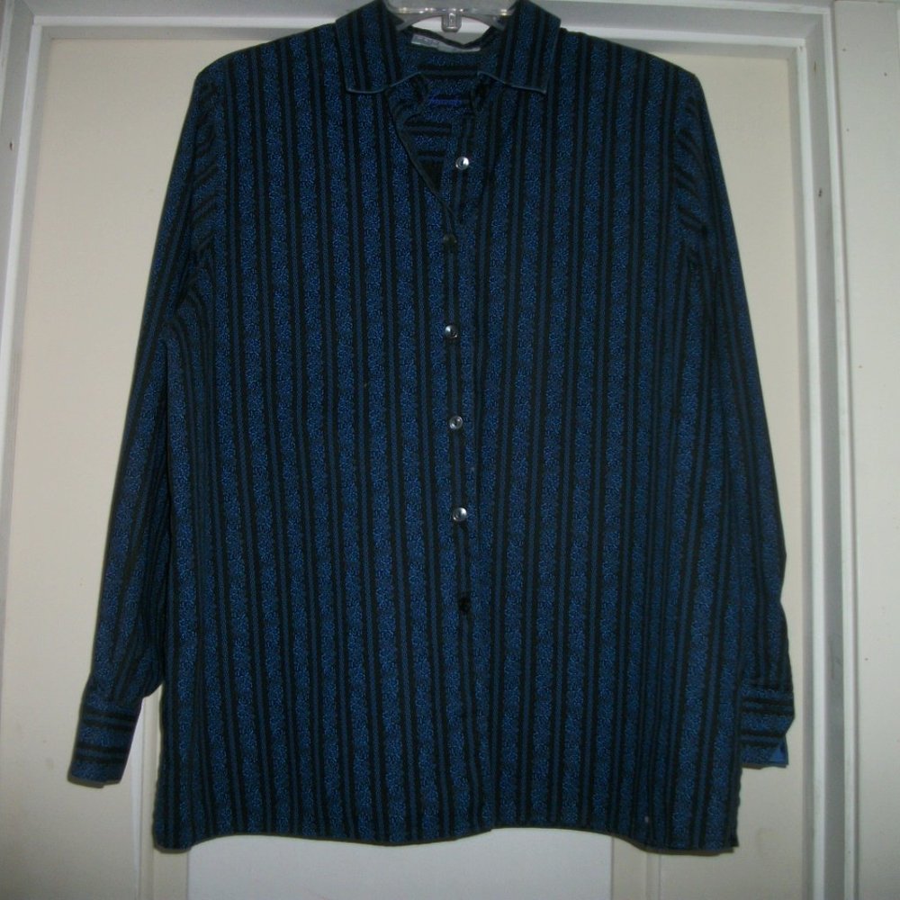 SHIRTING SWEET LADIES BUTTON DOWN SHIRT NAVY BLACK 16 P